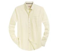 Alimens & Gentle Camisa clásica para Hombre con Cuello Abotonado, Cincha Amarilla Clara, 3XL