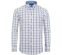 Alimens & Gentle Camisa clásica para Hombre con Cuello Abotonado, Navy Gingham, M