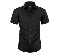Alimens & Gentle - Camisa de vestir con puño francés, de ajuste regular, gemelos incluidos, Negro, 17" Neck 32"-33" Sleeve