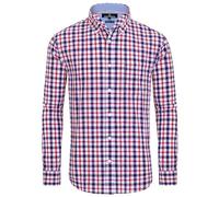 Alimens & Gentle Camisas de Vestir a Cuadros con Botones para Hombre, de algodón, de Manga Larga, Camisas de Vestir de Ajuste Regular, Rojo, Cuadros, Large