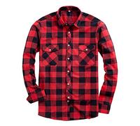 Alimens & Gentle Classic Camisa Abotonada, Cuadros Rojos y Negros, XL para Hombre