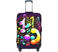 Aliment Colorida nota musical de doble cara impresa equipaje antiarañazos maleta de viaje cubierta elástica protector 18/24/28/32 pulgadas, White, S