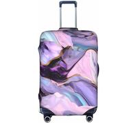 Aliment Colorido mármol pastel rosa azul púrpura doble cara impreso equipaje antiarañazos maleta viaje funda elástica protector 18/24/28/32 pulgadas, White, L