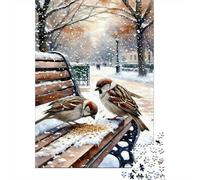 Alimentación de Aves de Invierno 1000 Piezas Stock De Cartas Premium Rompecabezas Conjunto Amantes De La Familia Divertido Juego Alivio del Estrés Decoración De Paredes 52x38cm/1000pcs