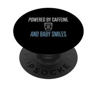 Alimentado por cafeína y Sonrisas de bebé Enfermera posparto PopSockets PopGrip Adhesivo