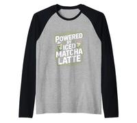 Alimentado por Iced Matcha Latte Cool Drink Camiseta Manga Raglan