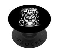 Alimentado por la rabia de la cafeína gato divertido y café PopSockets PopGrip Adhesivo