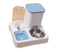 Alimentador automático 2 en 1 para perros pequeños y gatos, contenedor de alimentos de doble tazón y dispensador de agua, vajilla automática para perros con dispensador de agua, acero inoxidable para