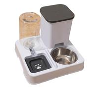 Alimentador automático 2 en 1 para perros pequeños y gatos, contenedor de alimentos de doble tazón y dispensador de agua, vajilla automática para perros con dispensador de agua, acero inoxidable para