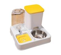 Alimentador automático 2 en 1 para perros pequeños y gatos, contenedor de alimentos de doble tazón y dispensador de agua, vajilla automática para perros con dispensador de agua, acero inoxidable para