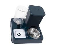 Alimentador automático 2 en 1 para perros pequeños y gatos, contenedor de alimentos de doble tazón y dispensador de agua, vajilla automática para perros con dispensador de agua, acero inoxidable para