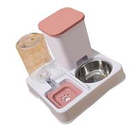 Alimentador automático 2 en 1 para perros pequeños y gatos, contenedor de alimentos de doble tazón y dispensador de agua, vajilla automática para perros con dispensador de agua, acero inoxidable para