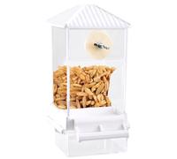 Alimentador automático de aves para jaula, alimentador automático de loros - Dispensador de alimentos de gran capacidad - Ventana de la casa Anti-Sparry Birders para ver al aire libre, bandeja extraíb