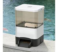 Alimentador automático de peces para estanque, dispensador de energía solar de 10 L con temporizador, amplia dispersión de 120° para peces dorados Koi y acuarios al aire libre