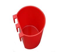 Alimentador colgante para aves de corral para pollo, pato, ganso, plato antiderrames, para comida de animales, gancho fácil de instalar, color rojo, 12,5 x 9,5 cm