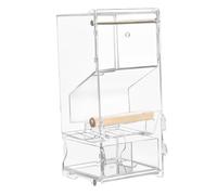 Alimentador de aves - Recipiente automático de alimentos para pájaros acrílico transparente con perca | 650g Cage Accessories, Clear Parakeet Food Container Transparente para pequeños y medianos