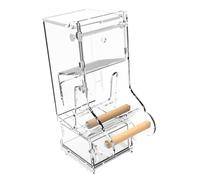 Alimentador de aves - Recipiente automático de alimentos para pájaros acrílico transparente con perca | 650g Cage Accessories, Clear Parakeet Food Container Transparente para pequeños y medianos