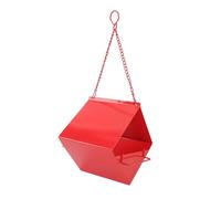 Alimentador de Aves suspendido, alimentación de Gran Capacidad, Estructura de Hierro Resistente a la Intemperie, para la decoración al Aire Libre del jardín, 7.9x7.9x5.9in (Rojo)
