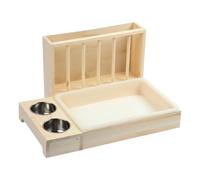 Alimentador de Conejo - Alimentación para Mascotas Pequeñas de Madera | Jaula Hamster Cuenco De Alimentos Rastreador De Heno para Interior Al Aire Libre Viaje Jaula Casa Hurón Erizo
