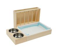Alimentador de Conejos, estación de alimentación de Madera para Mascotas, para hámster, Plato de Comida, Estante de heno, Jaula de Viaje, Agua, Pollo, hurón, Erizo, Amantes de Las Mascotas