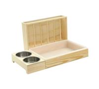 ＡＷＨＡＯ Alimentador de de Conejos con Caja de Arena, Madera, Menos Desechos, Dispensador de Alimentos, Alimentador de de, Soporte de P