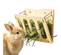 Alimentador de heno de conejo, soporte de jaula de madera, dispensador de | Tamaño grande de 24 x 15 cm, diseño montado en jaula, mantiene el heno accesible, para conejos, chinchillas, hámsteres
