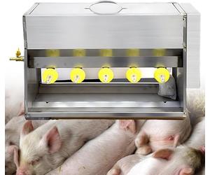 Alimentador de lechones de acero inoxidable, caja de leche de gran capacidad con pezones de silicona 10/14 para una alimentación eficiente en granjas y ranchos