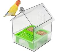 Alimentador de Loros Externo extraído, comedero para pájaros sin Desastre, Bañera de bañera de pájaro Transparente Decorativa con Dos Canales de Comida, Fácil de Rellenar y Limpiar (Green)