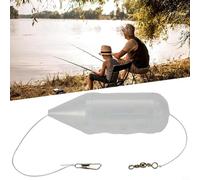 Alimentador de natación para pesca de carpas con construcción de plástico y marco ranurado optimizado para cebos de gusanos y pellets (34 x 119 mm)