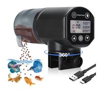Alimentador de pescado automático de Podazz, 2.4 g de alimentador de pescado WiFi Dispensador de alimentos automáticos a prueba de humedad con temporizador y pantalla digital, 200 ml de gran capacidad