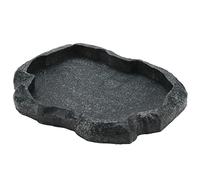 Alimentador de Reptiles, Plato de Comida de Roca para Reptiles, Tazón de Terrario Comedero de Reptiles Poco Profundo de Plástico para Alimentos Y Platos de Alimentación de Agua para(M-moyu verde)