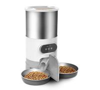 Alimentador inteligente de acero inoxidable para mascotas, fuente de alimentación dual, cantidad temporizada, tazón doble, compatible con perros y gatos, suministros para mascotas (tipo WiFi, 4.5L-B)