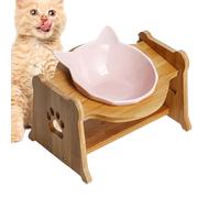 Alimentador lento de cerámica - 8,86 pulgadas de alto anti-vómitos | oblicuo, plato ergonómico de cerámica para gatos, cachorros, perros pequeños, ayuda digestiva y fácil limpieza