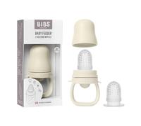 Alimentador para bebés BIBS con 2 tetinas de silicona, compatible con bandeja para congelador, fácil agarre, sin BPA, a partir de los 4 meses - Ivory