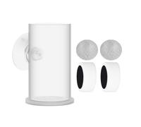 Alimentador para peces para vacaciones, bandeja alimentador transparente para acuario, accesorio con anillo a prueba de deriva, red antiderrames y cilíndrica para peces adultos