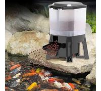 Alimentador solar automático para peces, dispensador eléctrico de alimentos para peces de 6 L con pantalla LCD, alimentación inteligente temporizada, alimentación dispersa de 120°, para estanque de