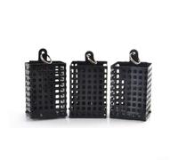 Alimentadores de jaula de cebo de pesca de hierro para pesca gruesa, trampa de malla de metal para río, lago, mar, color negro, 9 x 5 x 4 cm (40 g, 3 piezas)