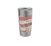 Aliméntame donas y dime que soy un amante de la comida bastante gastronómica Vaso térmico de acero inoxidable de doble pared