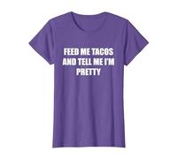 Aliméntame Tacos y Dime Que Soy Bonita Camiseta, Mujer, Morado Jaspeado, XS