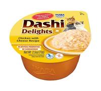 Alimento complementario para gatos Inaba DASHI - caldo con sabor a pollo y queso 70 g