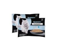 Alimento Húmedo para Gatos Adultos, Selección de Pescados en Gelatina, Pack 2x4 Tarrinas, sin Conservantes Artificiales Quartett