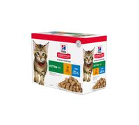 Alimento húmedo para gatos Hills Science Plan Feline Kitten con pollo y pescado de mar (multipack) | Húmedo (sobre) | Caja de 12 sobres de 85 g