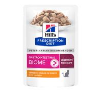 Alimento húmedo veterinario Hills Prescription Diet Feline GI Biome con pollo en salsa | Húmedo (bolsa) | Caja con 12 sobres de 85 g