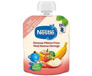 Alimento infantil con puré de manzana, plátano y fresa Nestlé Naturnes bolsa 90 g