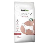 Alimento seco para Cachorros medianos (2-12 Meses) con probióticos, Aceite de salmón y Omega-3 para inmunidad, digestión y Desarrollo Cerebral - TropiDog Probiotic Line Junior Medium 12kg