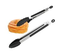 Alimentos Alimentos | 2 Piezas De Acero Inoxidable Pinzas de Cocina | Resistente al Calor y Antideslizante para Freír Grill Servicio Introducción Ensalada Buffet Cocina