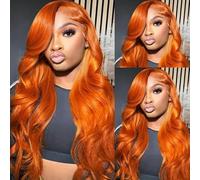 Alimoonbeam Pelucas de cabello humano ondulado frontal de 36 pulgadas con encaje frontal de 13 x 6 pulgadas para mujer, densidad 180, prearrancada, encaje transparente HD, sin pegamento, 350 nudos
