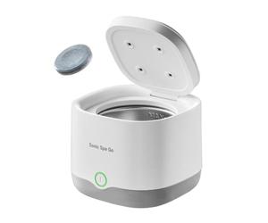 Alineador ultrasónico, retenedor y limpiador de dentaduras postizas con tabletas Boostab, vaina de limpieza inalámbrica y portátil para Invisalign, alineadores, protectores bucales y aparatos orales