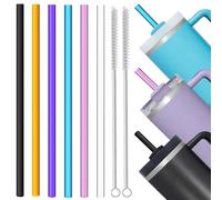 ALINK 6 pajitas reutilizables de plástico duro transparente, pajitas de repuesto para vasos y vasos de 40/30 onzas, pajitas Stanley reutilizables extra largas de 31 cm (6 colores)