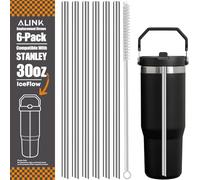 ALINK Pajitas de acero inoxidable compatibles con Stanley Iceflow 30oz Flip Tumbler, 6 paquetes de pajitas de metal reutilizables para Stanley Ice Flow 30oz Cup Lid Only, Plus Straw Cleaner Brush